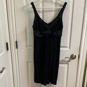 Seduce V Neck Sleeveless Silk Trim Black Midi Dress Women’s Size 10 Party NWT